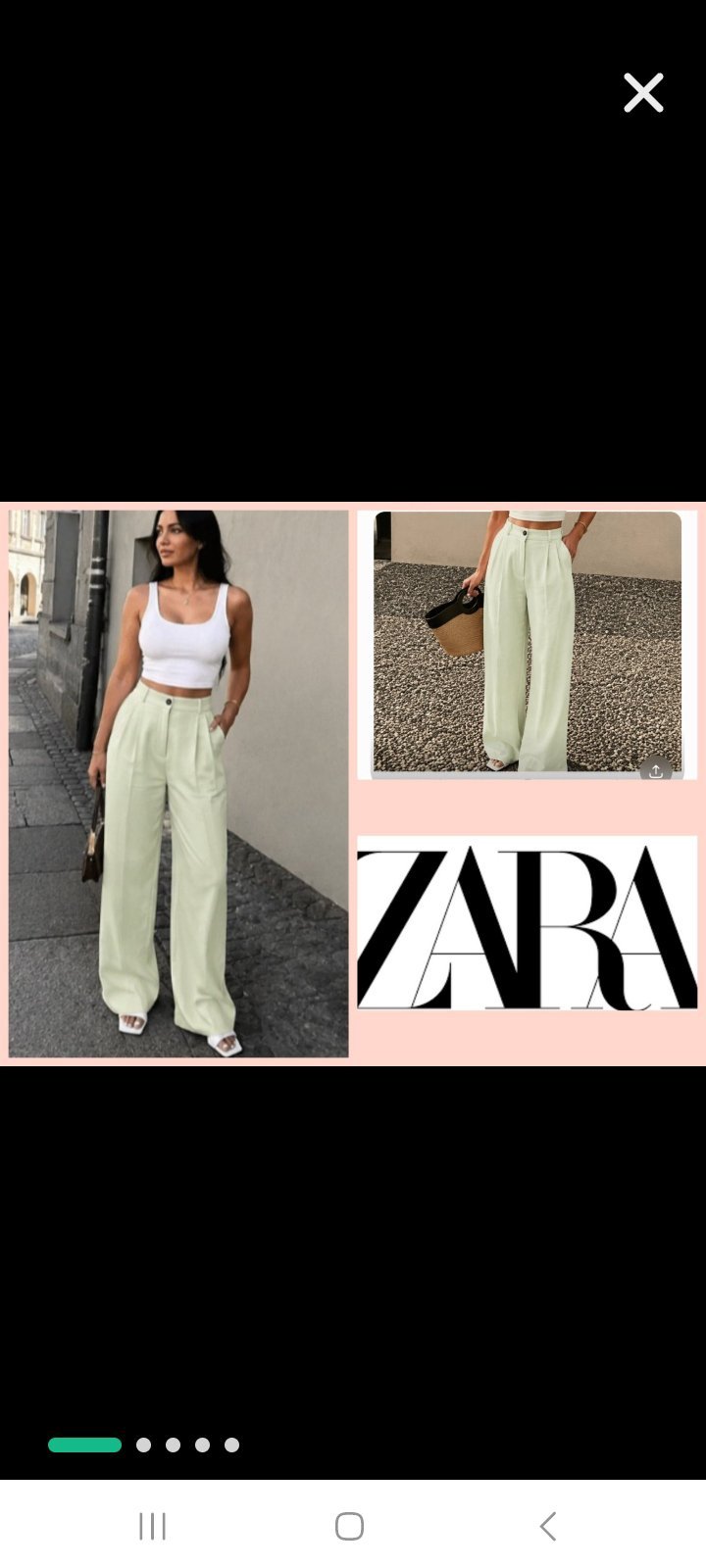 Zara straight leg tailored trouser in light green ✨️