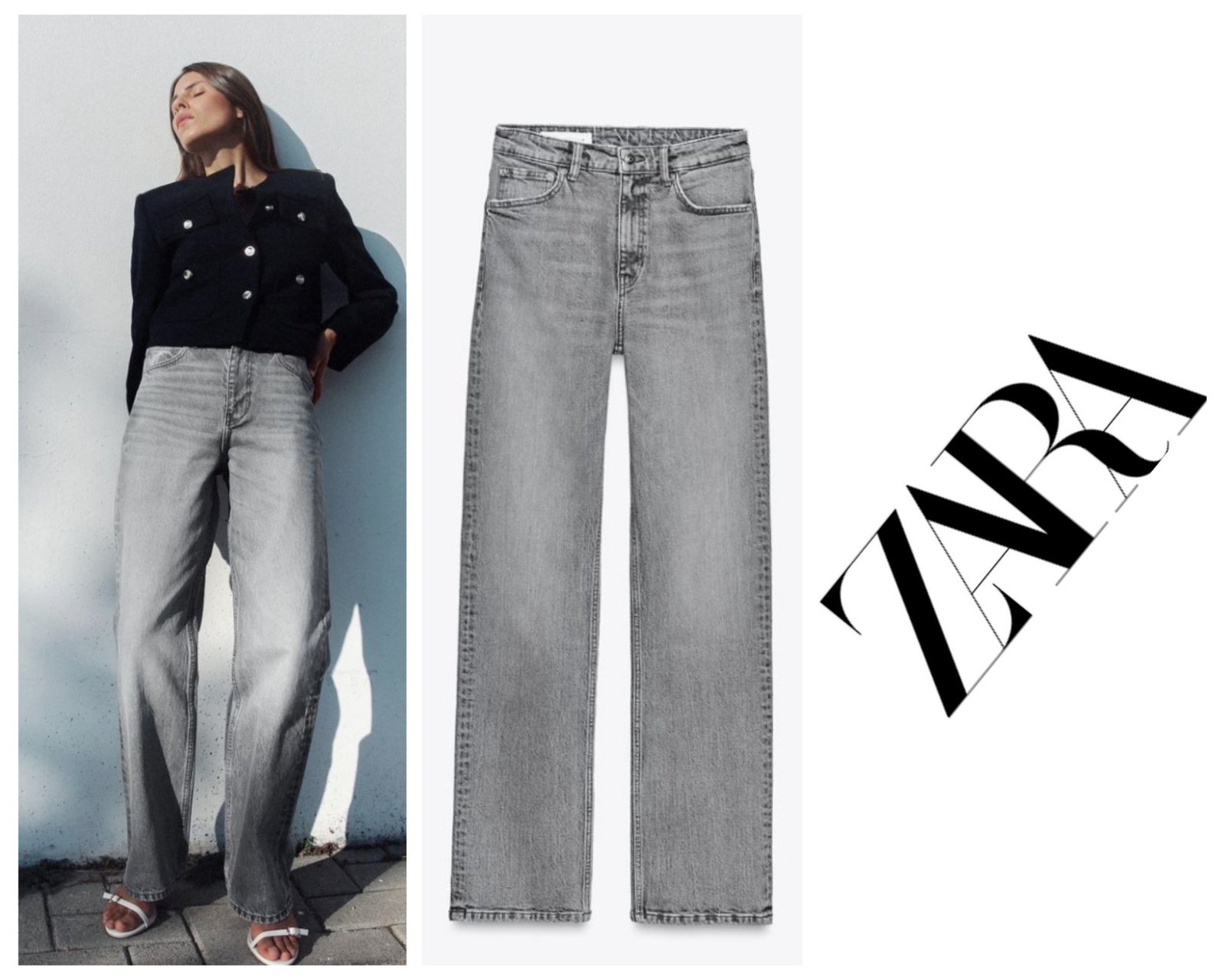 Jean zara coupe droite gris clair taille 34 36 faible 
