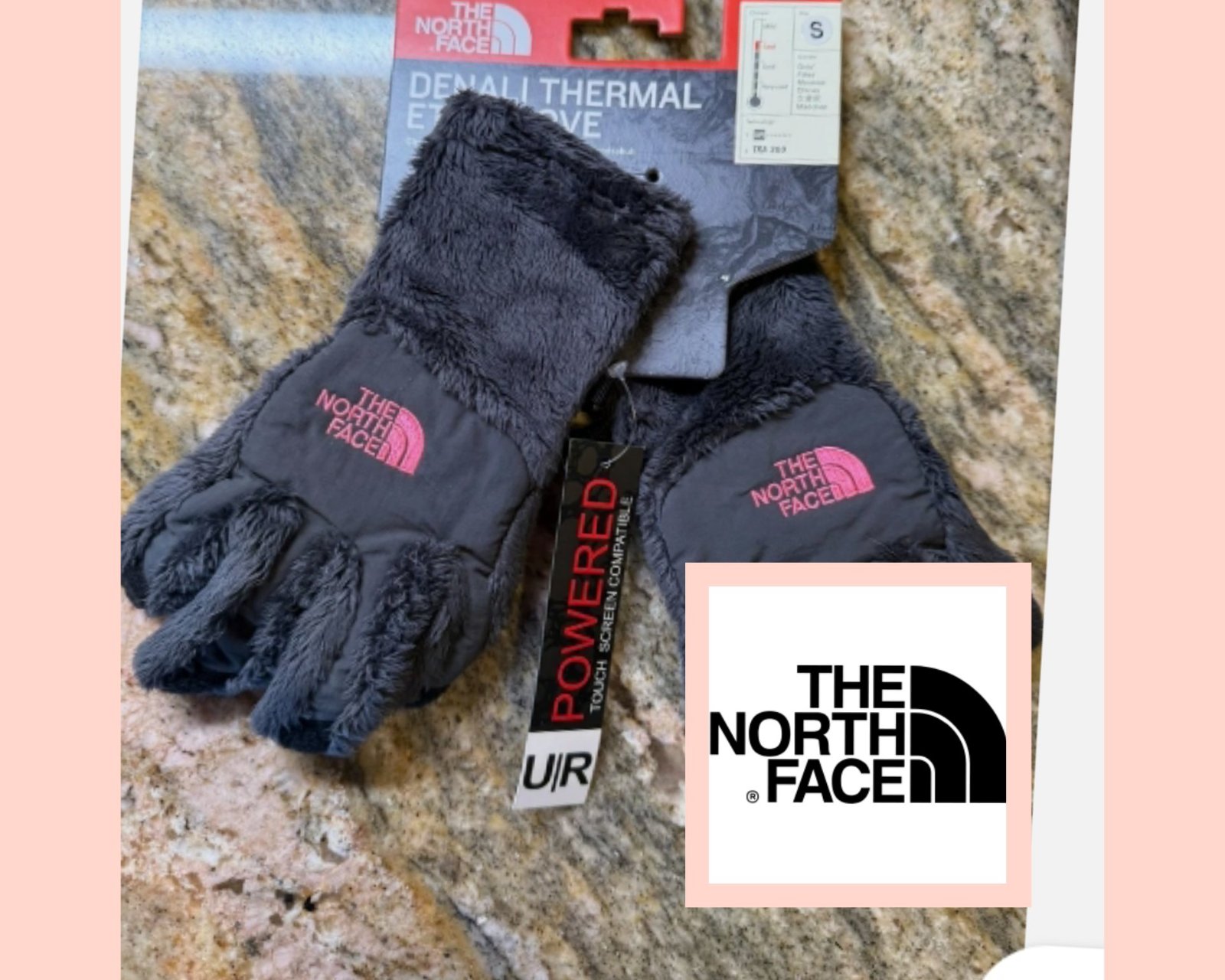 The new NWT the north face girl's Denali thermal ETIP gloves graohite grey ☃️🧤🌸 
