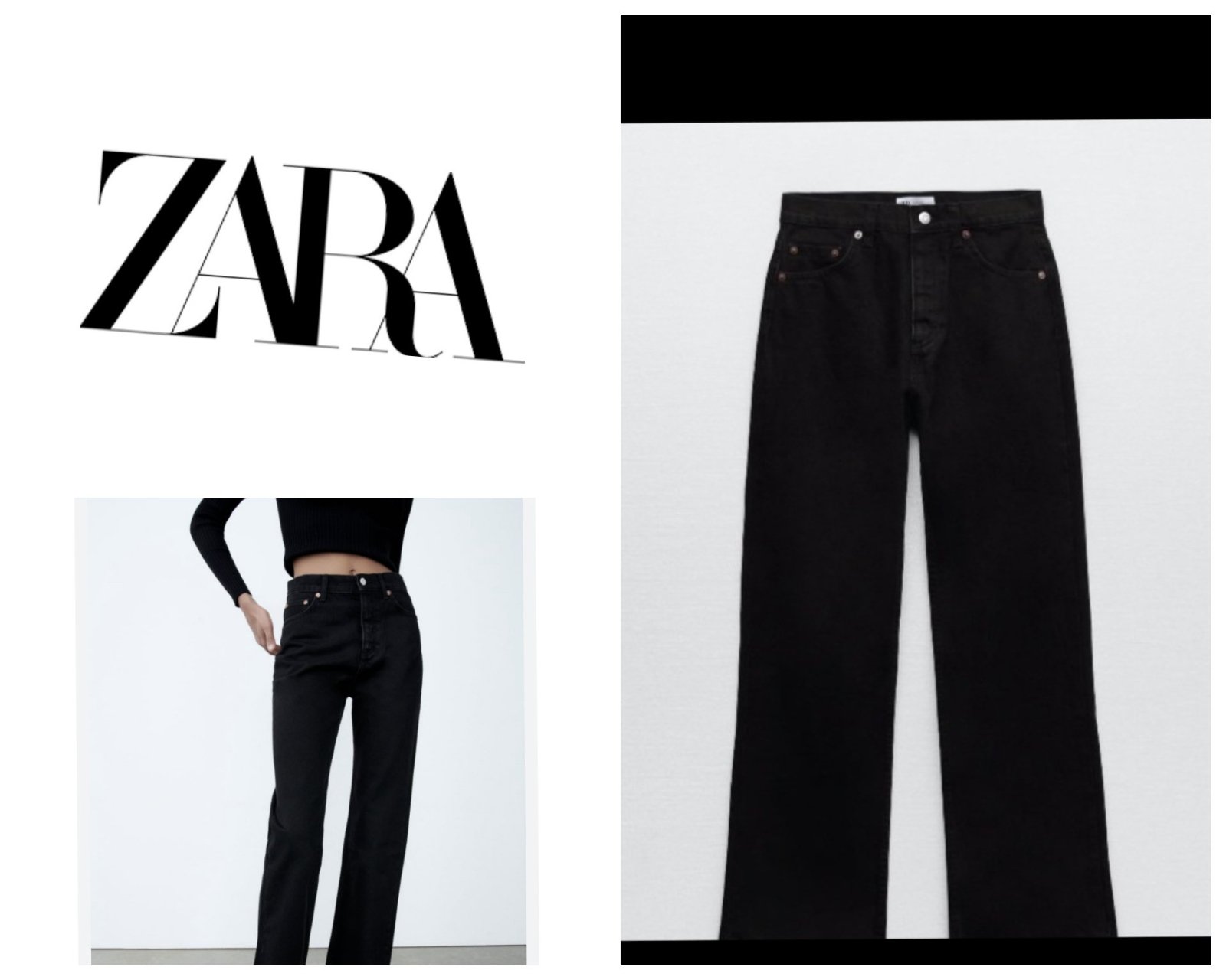 Pantalon zara noir coupe droite taille 36 34 fort ✨️
