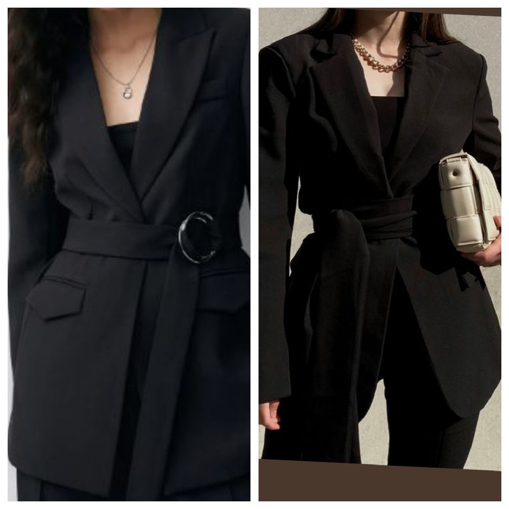 Blazer noir long avec ceinture tendance 💣✨️🖤