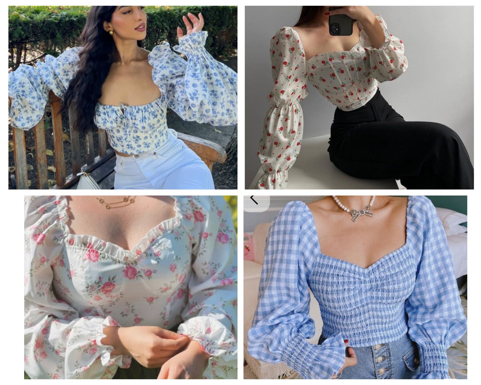 Linen crop top taille s m florale 💐🌸long sleeve square neck ✨️