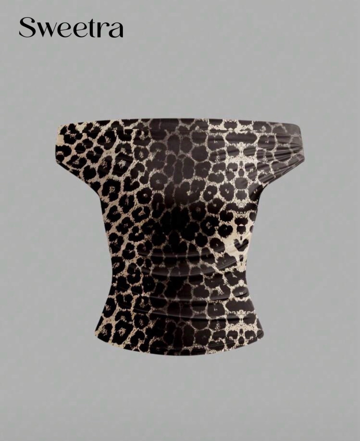 Top bustier léopard froncé