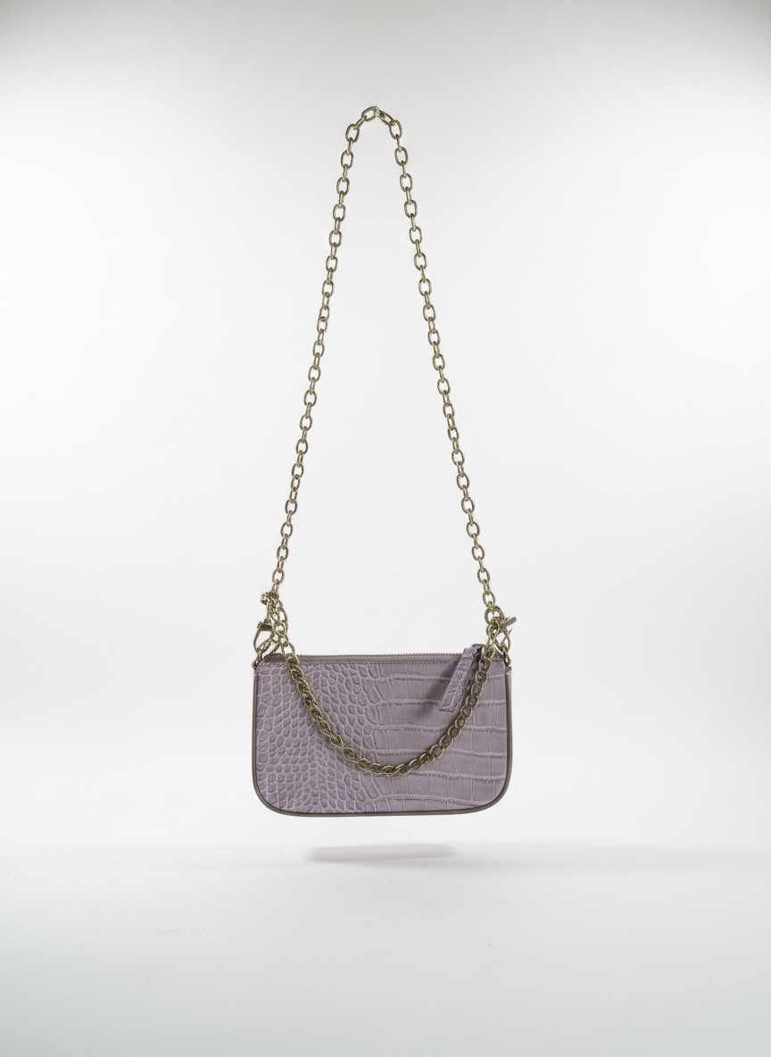 Sac à main élégant effet crocodile