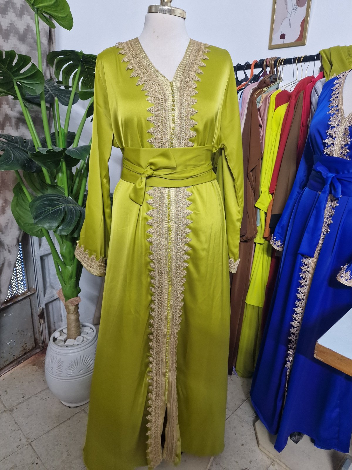 Caftan vert pistache cristal 