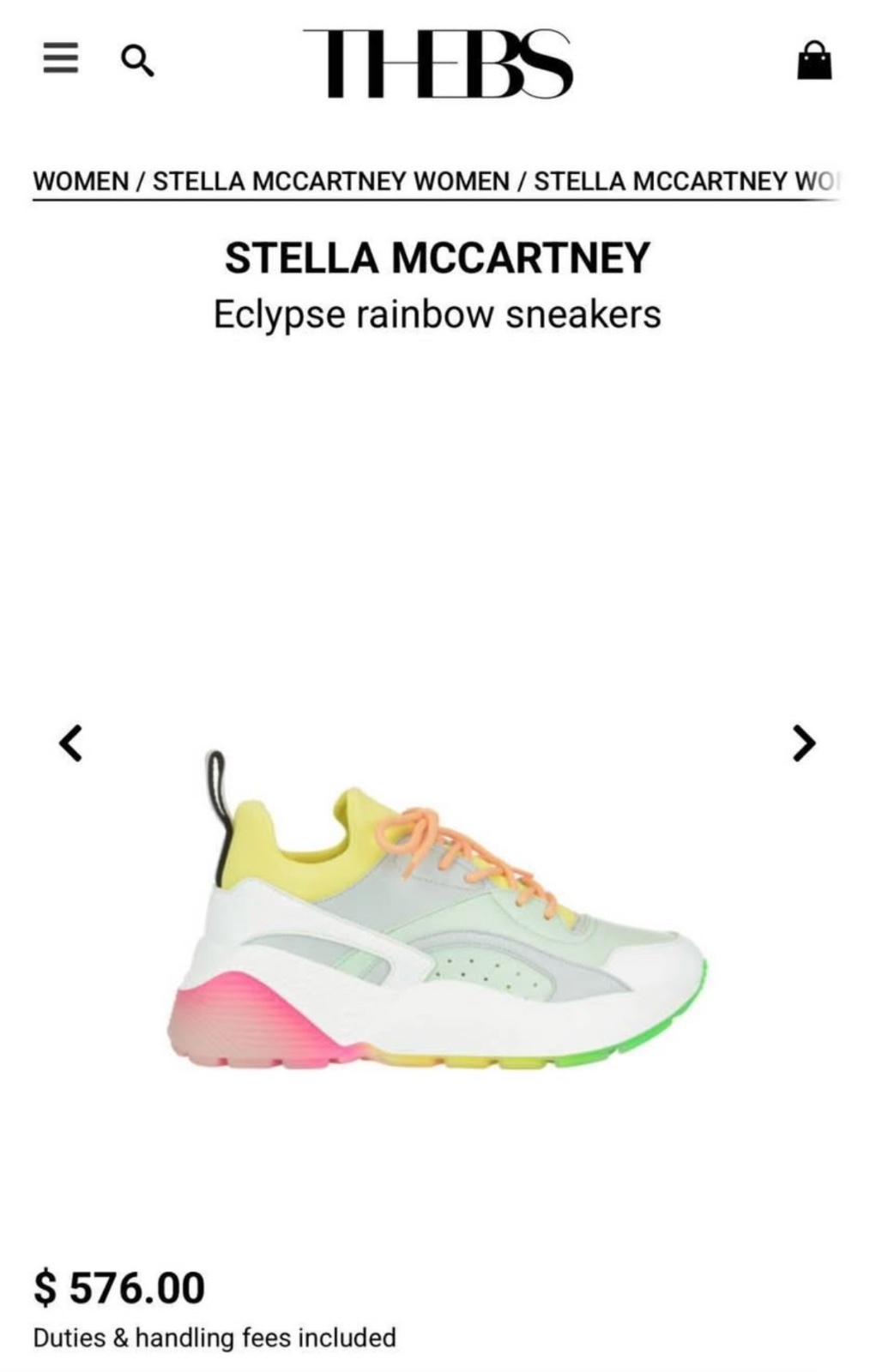 Stella McCartney Eclypse Rainbow Sneakers – Like New