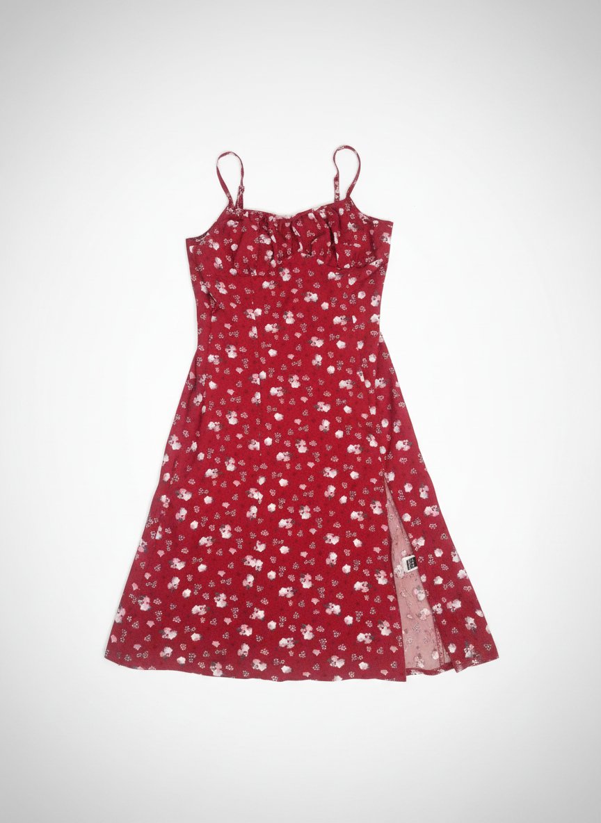 Robe rouge fleurs 