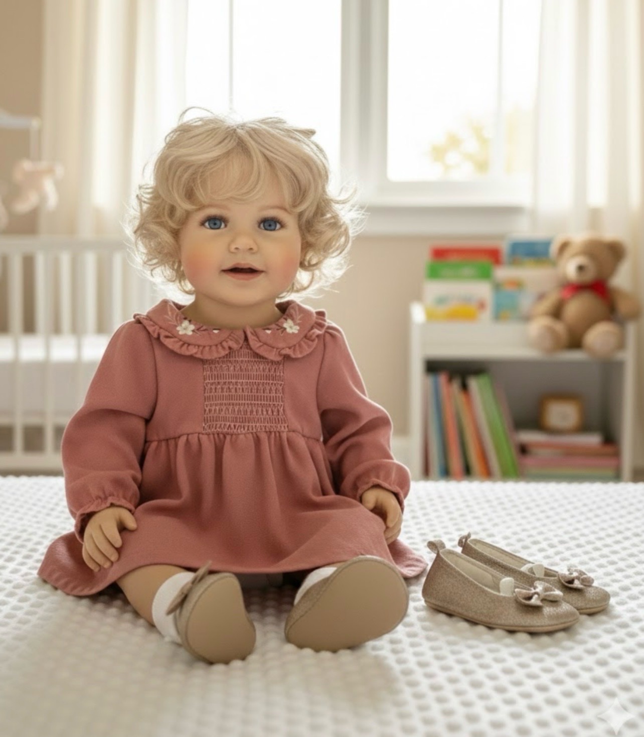Robe bébé 9-12 mois col clodine brodé