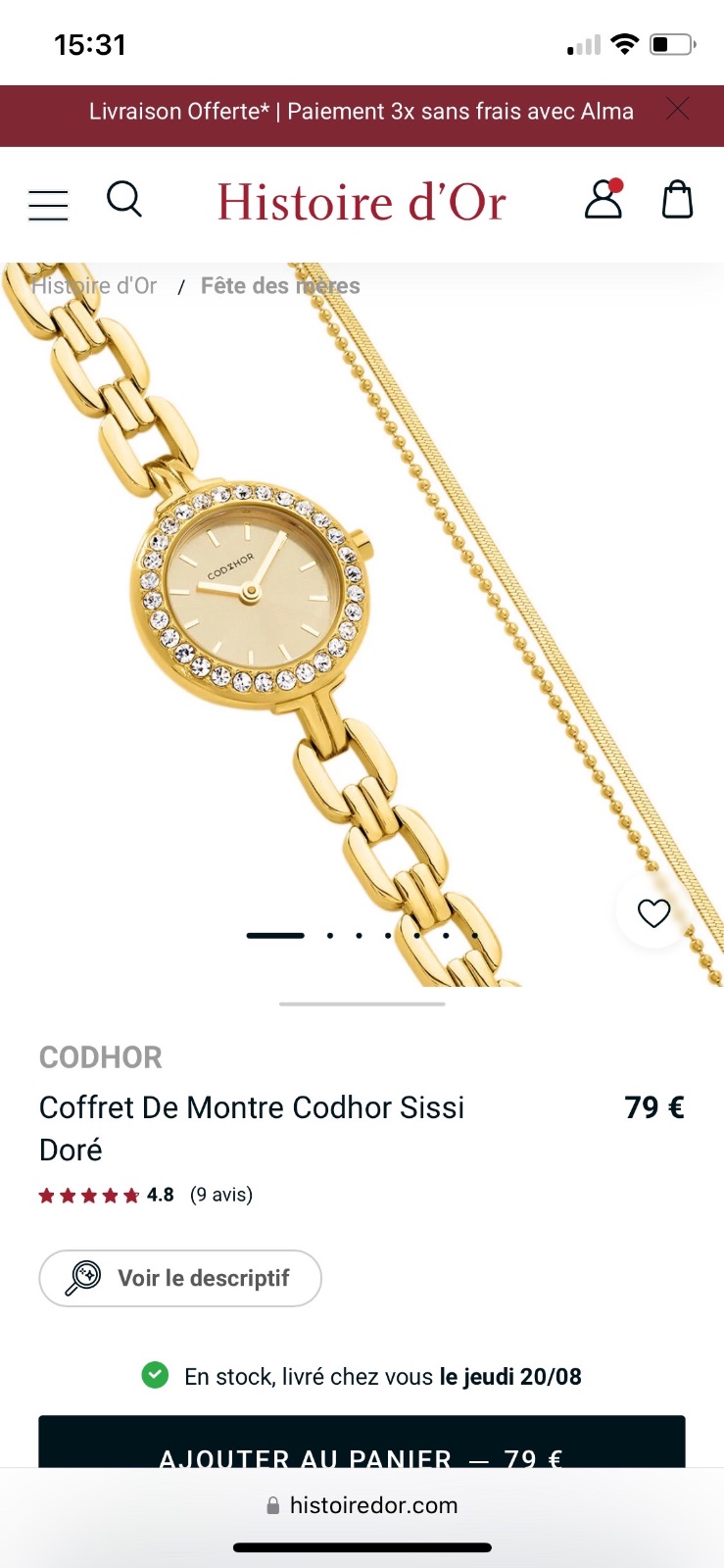 MONTRE DE CHEZ HISTOIRE D'OR