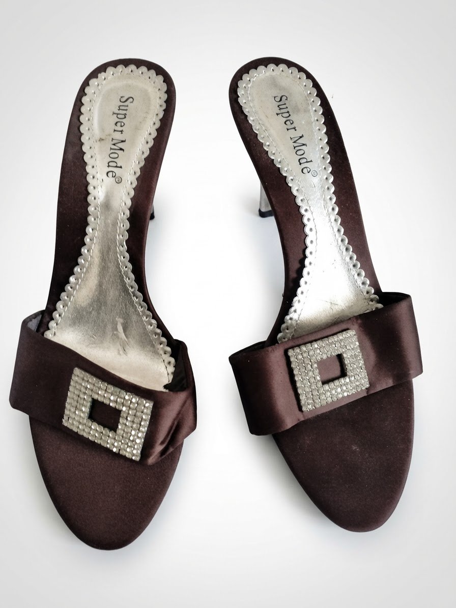 Mules à petits talons argenté 