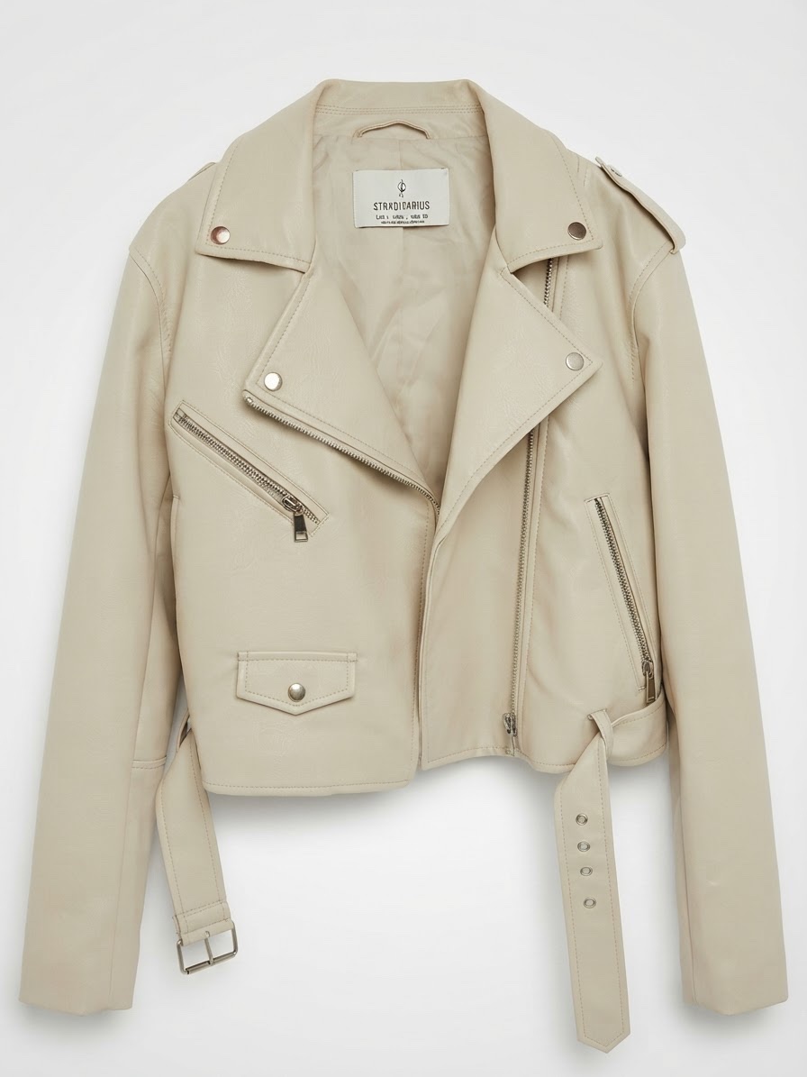 Veste cuire creme 