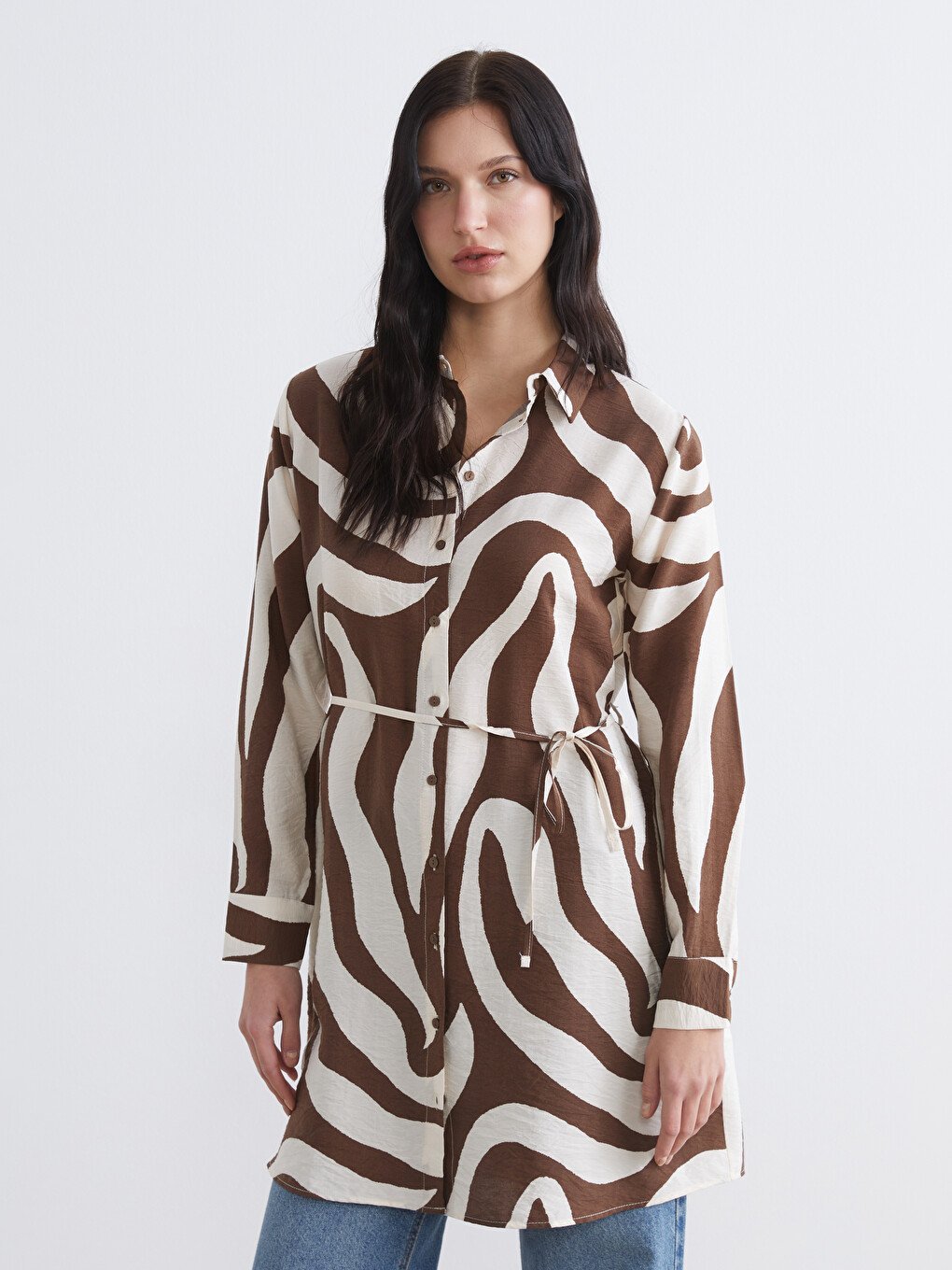 Tunique à motifs LCW EVERYDAY pour femme avec ceinture