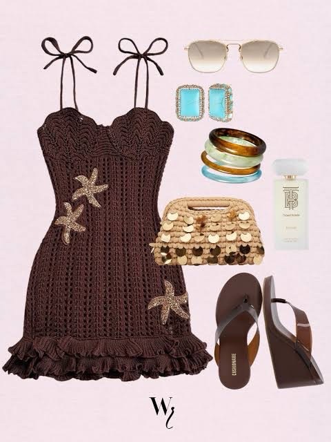 Robe marron en crochet 