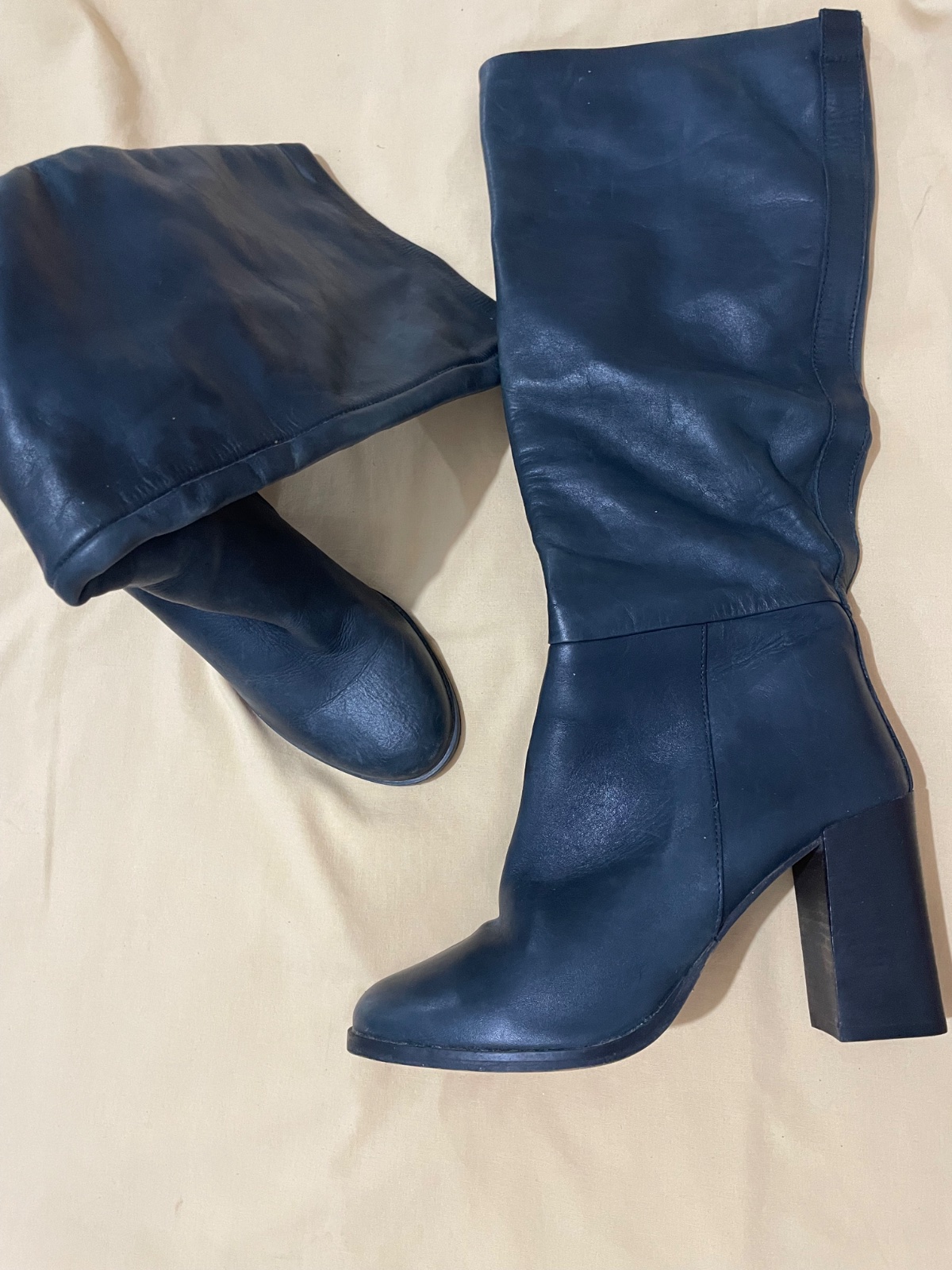 Bottes hautes pour femme de couleur bleu marine, modèle MEREDITH, pointure 41