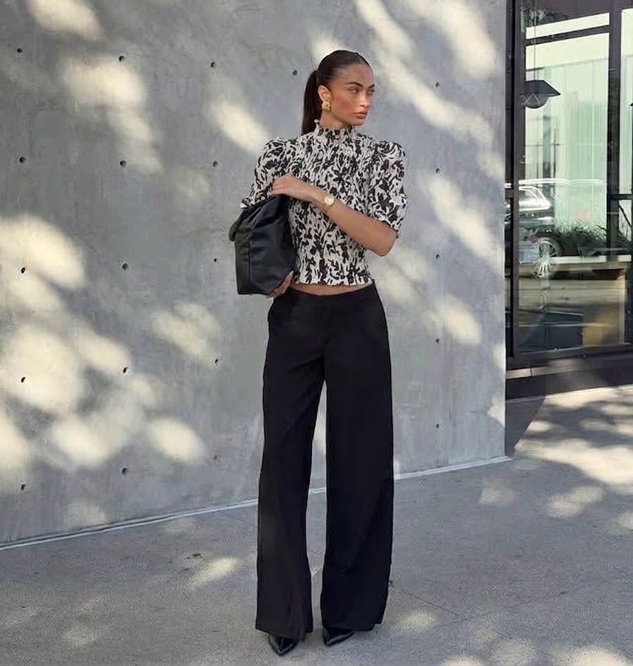 Blouse beige et noir