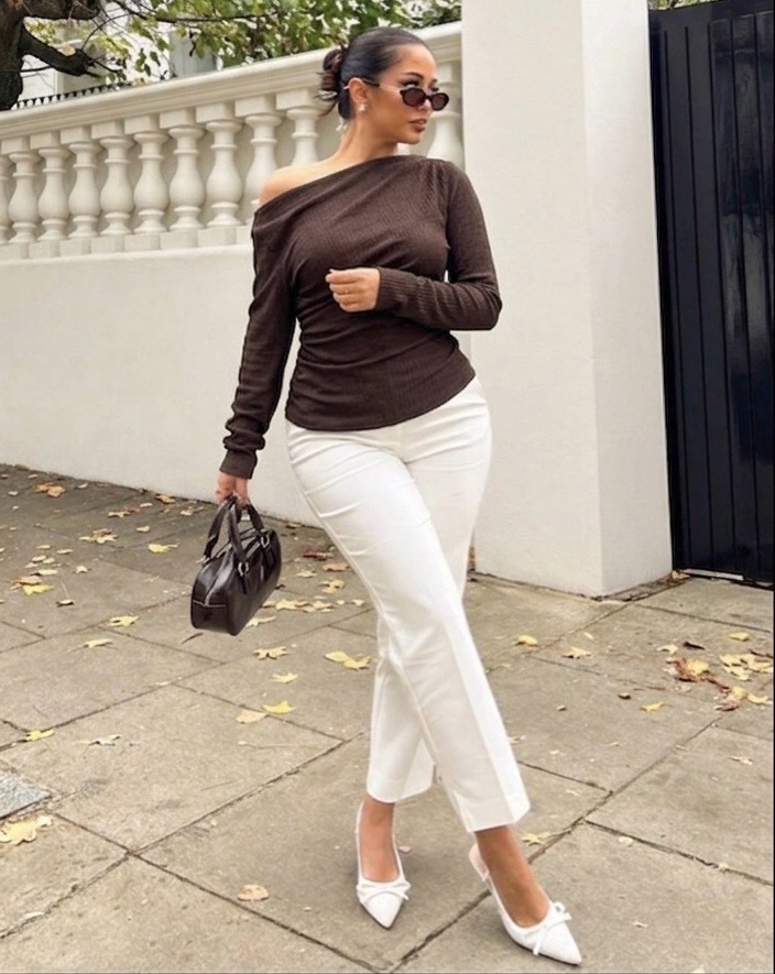 Pull asymétrique marron