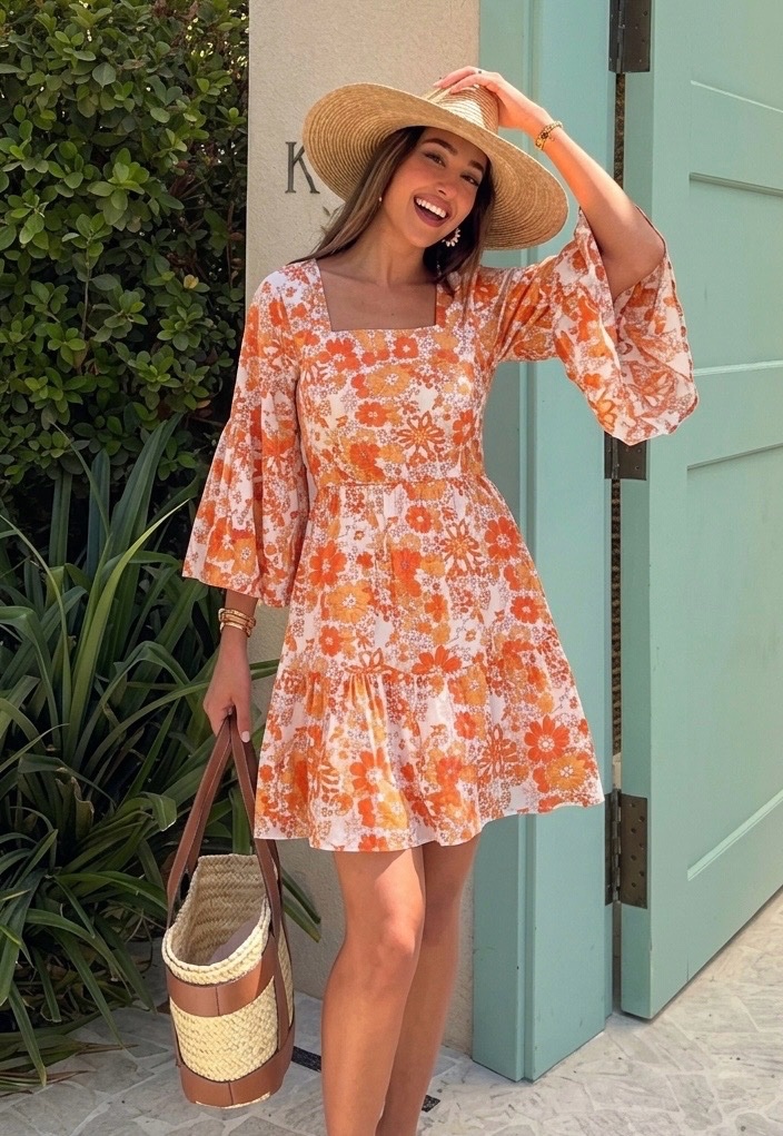 Robe fleurie orange