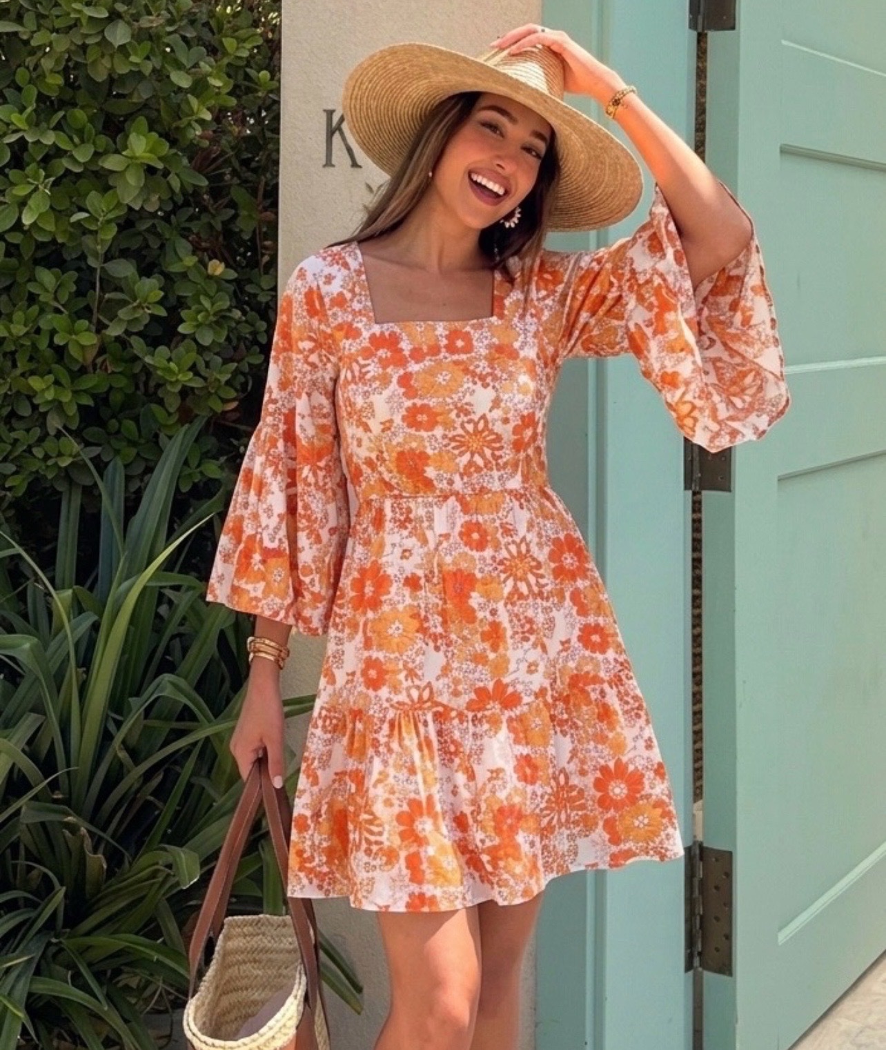 Robe fleurie orange 