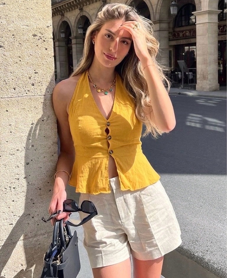 Jacket en lin jaune