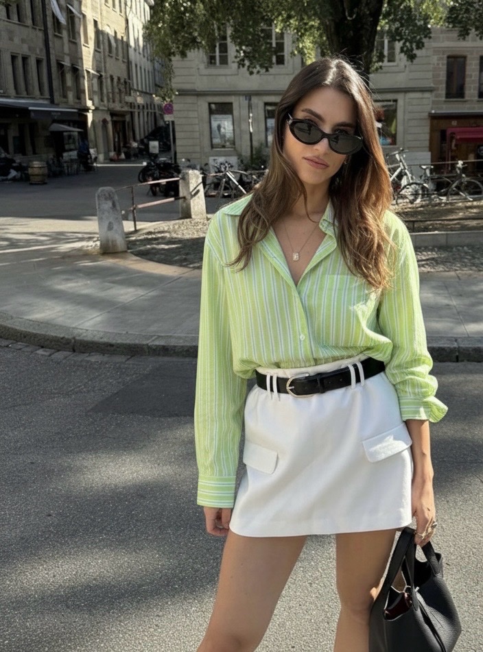 Chemise oversized vert