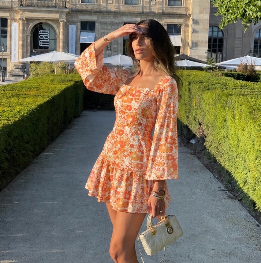 Robe fleurie orange 