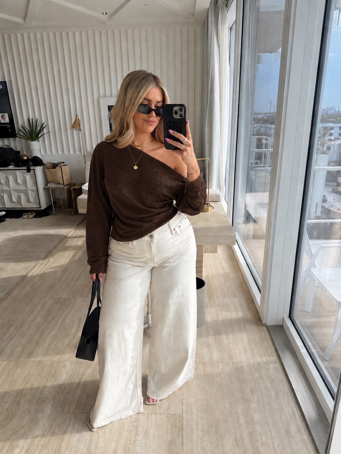 Pull asymétrique marron 