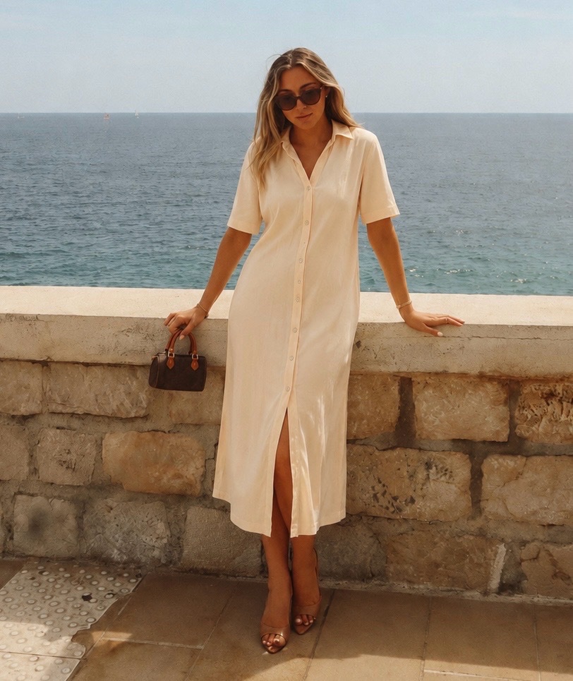 Robe longue beige
