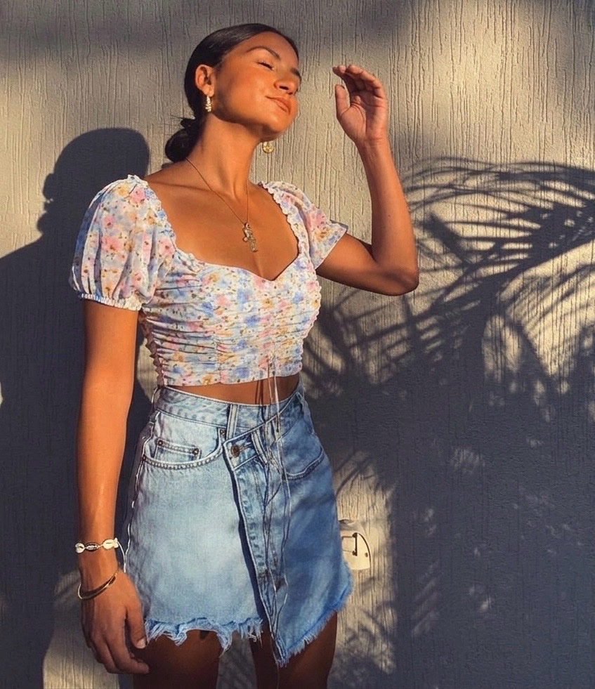 Crop top fleurie