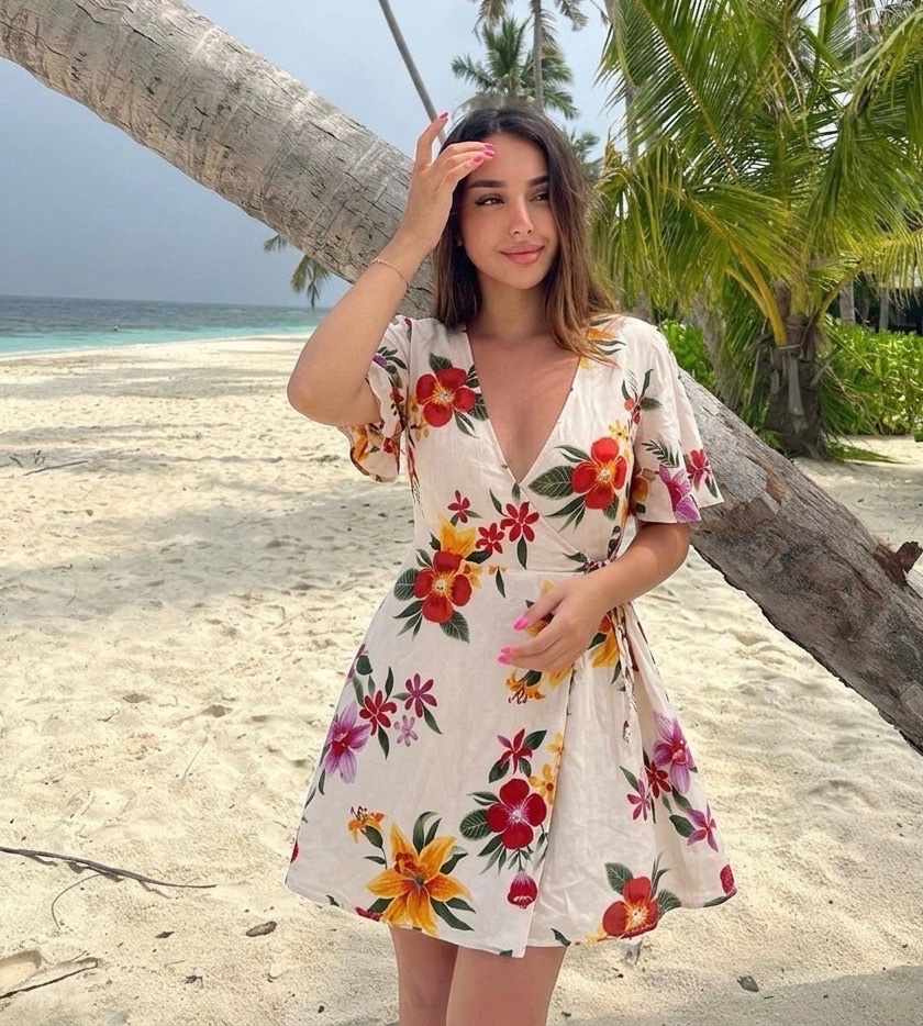Robe portefeuille fleurie