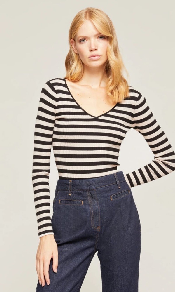 Pull rayé moulant