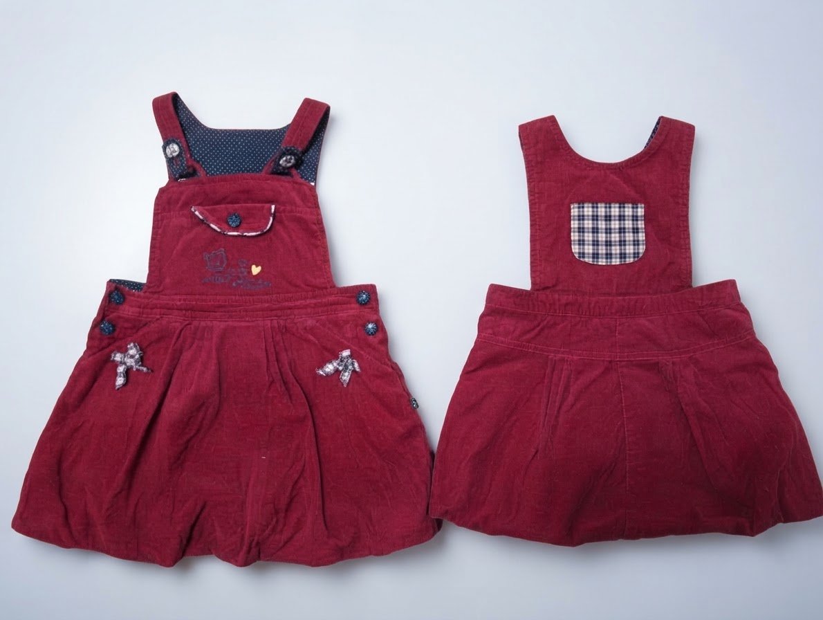 Robe salopette rouge velours 100%coton