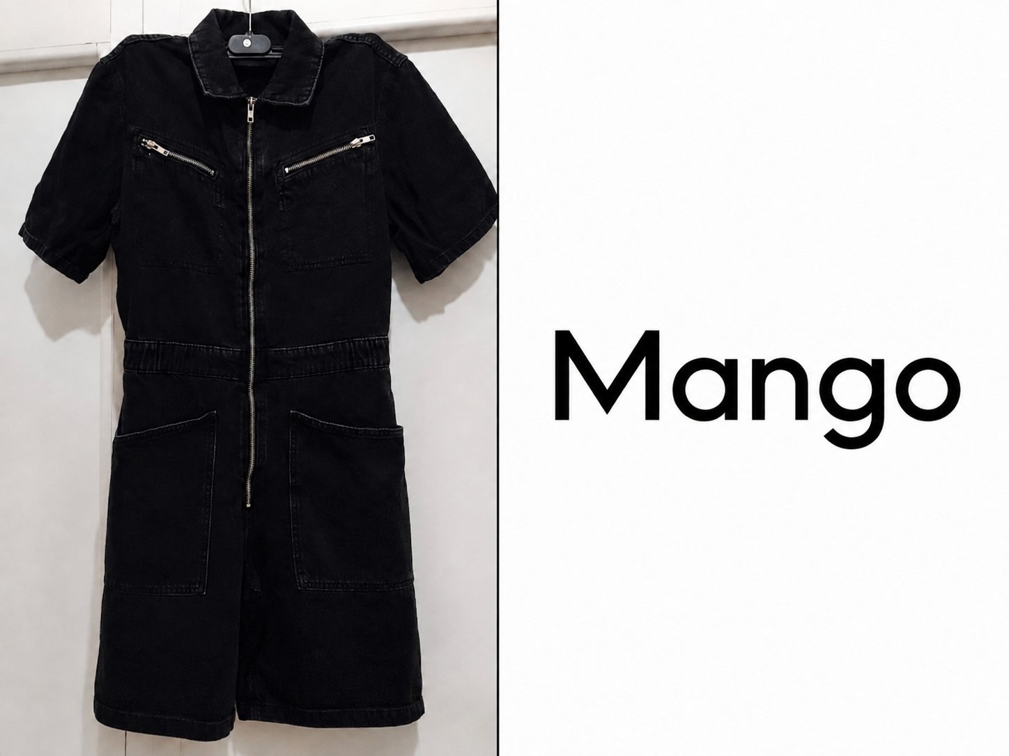 Combinaison denim tendance 2026 noire de la marque Mango (MNG⚠️)✨️✨️jamais portée 😊
