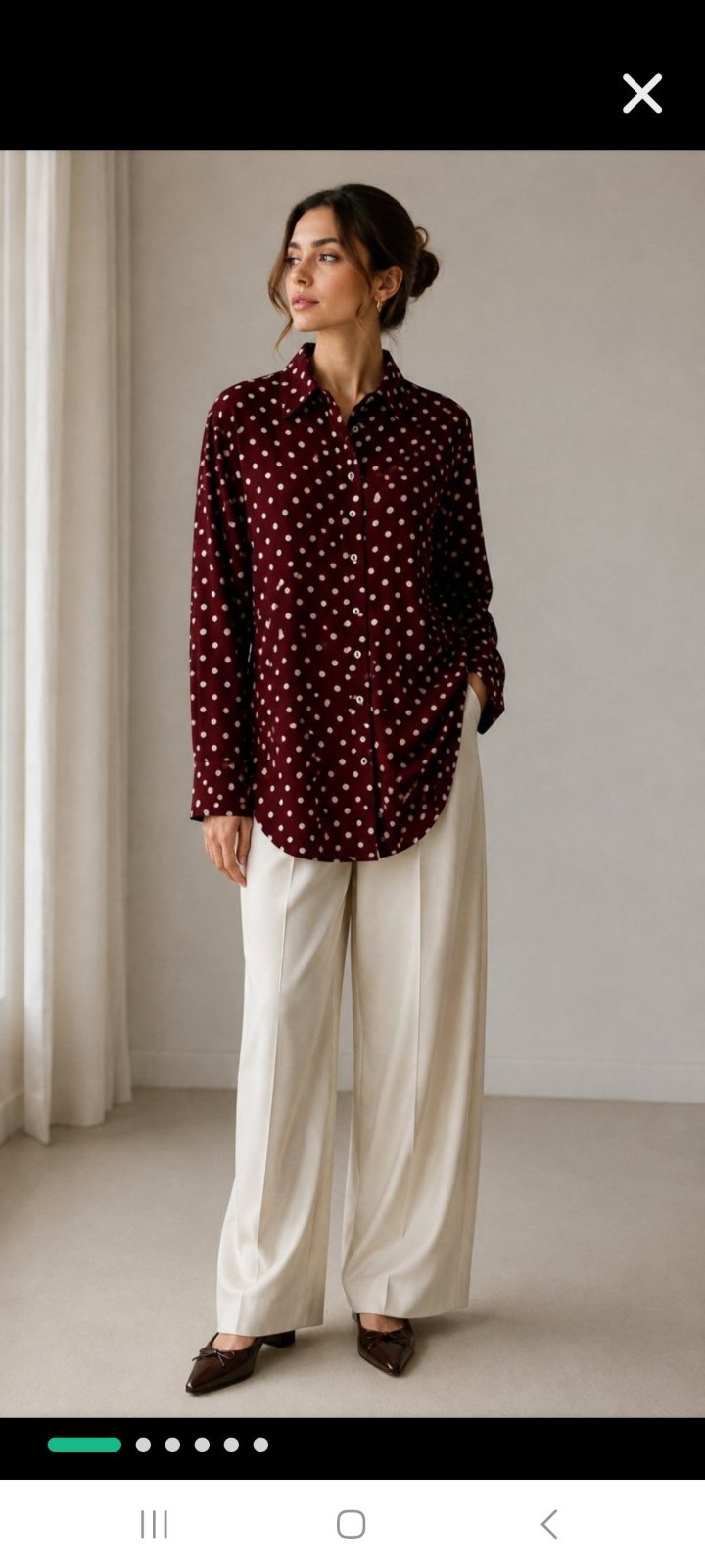 Offre chemise bordeaux en pois tendance 2026 à prix très intéressant taille 42 🎊🎊🎊 en plus jamais portée 💟