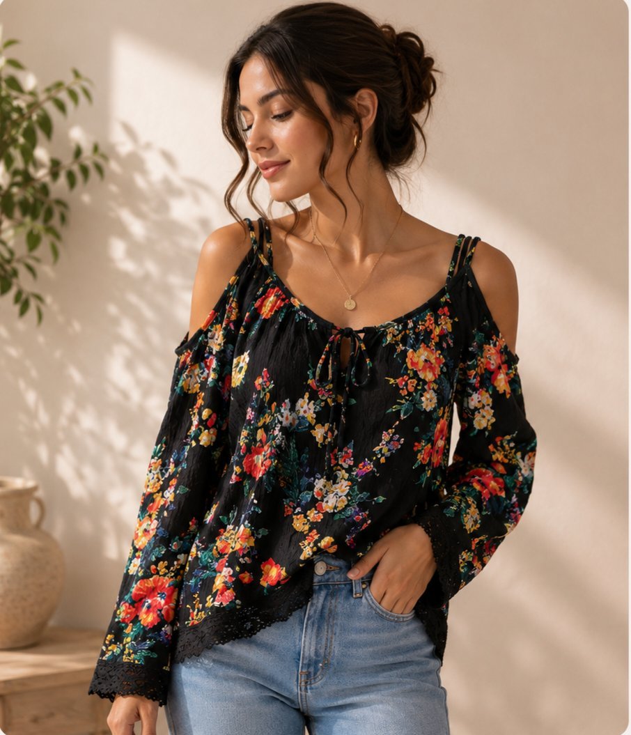 Blouse bohème chic de la marque Bershka 🩷🩷