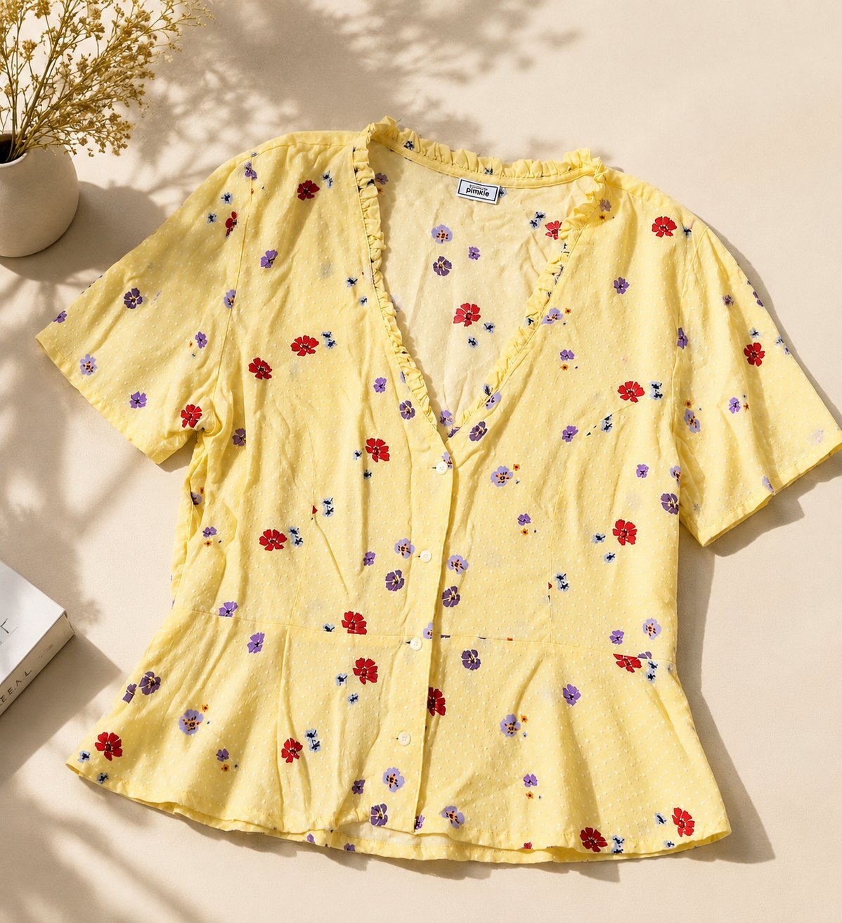 🌼 Blouse Pimkie jaune fleurie – Élégance  & tendance ✨️💫💫✨️