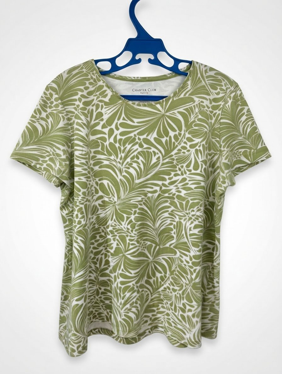 Pull vert et blanc 