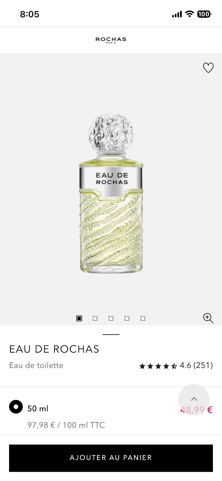 Parfum homme Eau de ROCHAS PARIS 50ml 🇫🇷 
