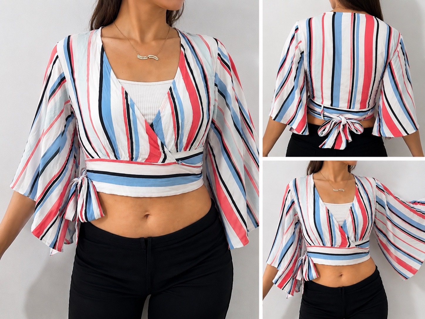Blouse Crop Top Rayée Multicolore Primark