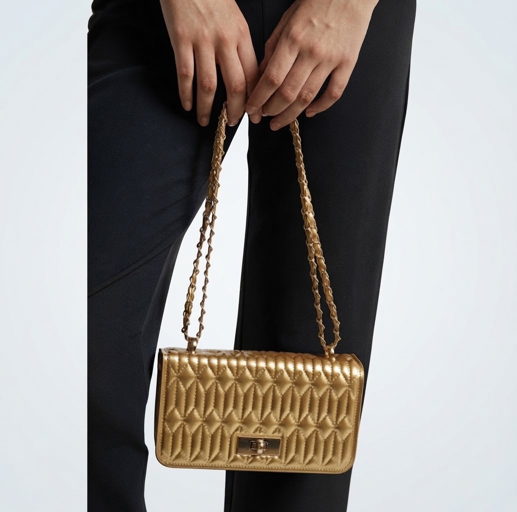 Sac doré en bon état 