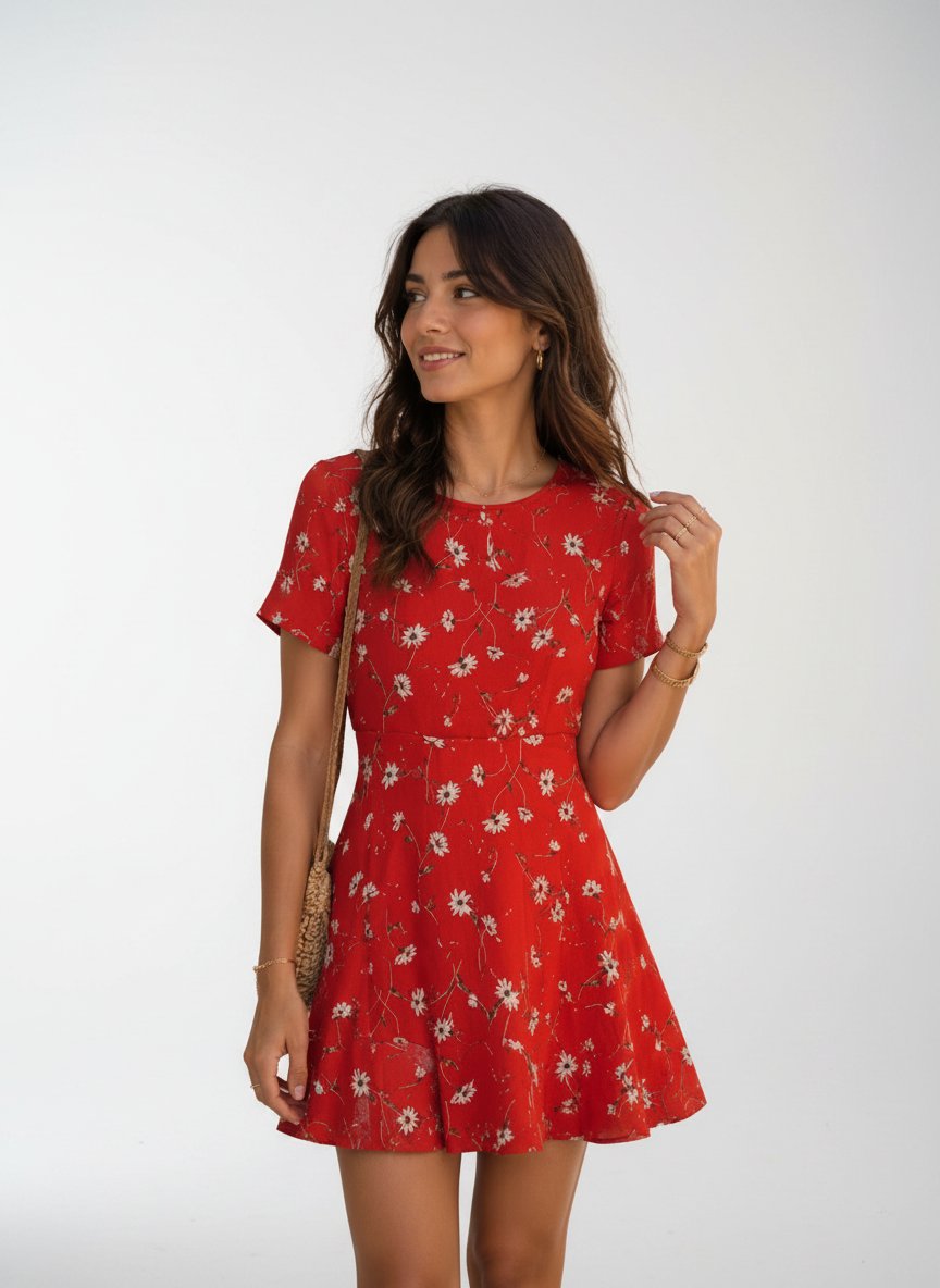 Robe rouge midi taille M