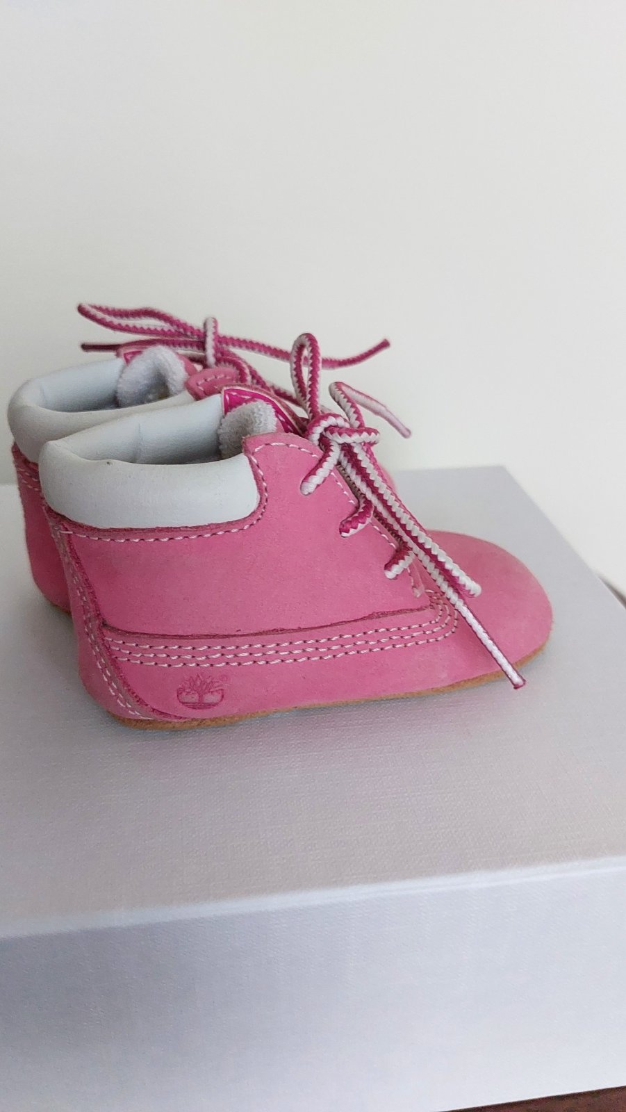 Chaussure bébé Timberland en denim rose 