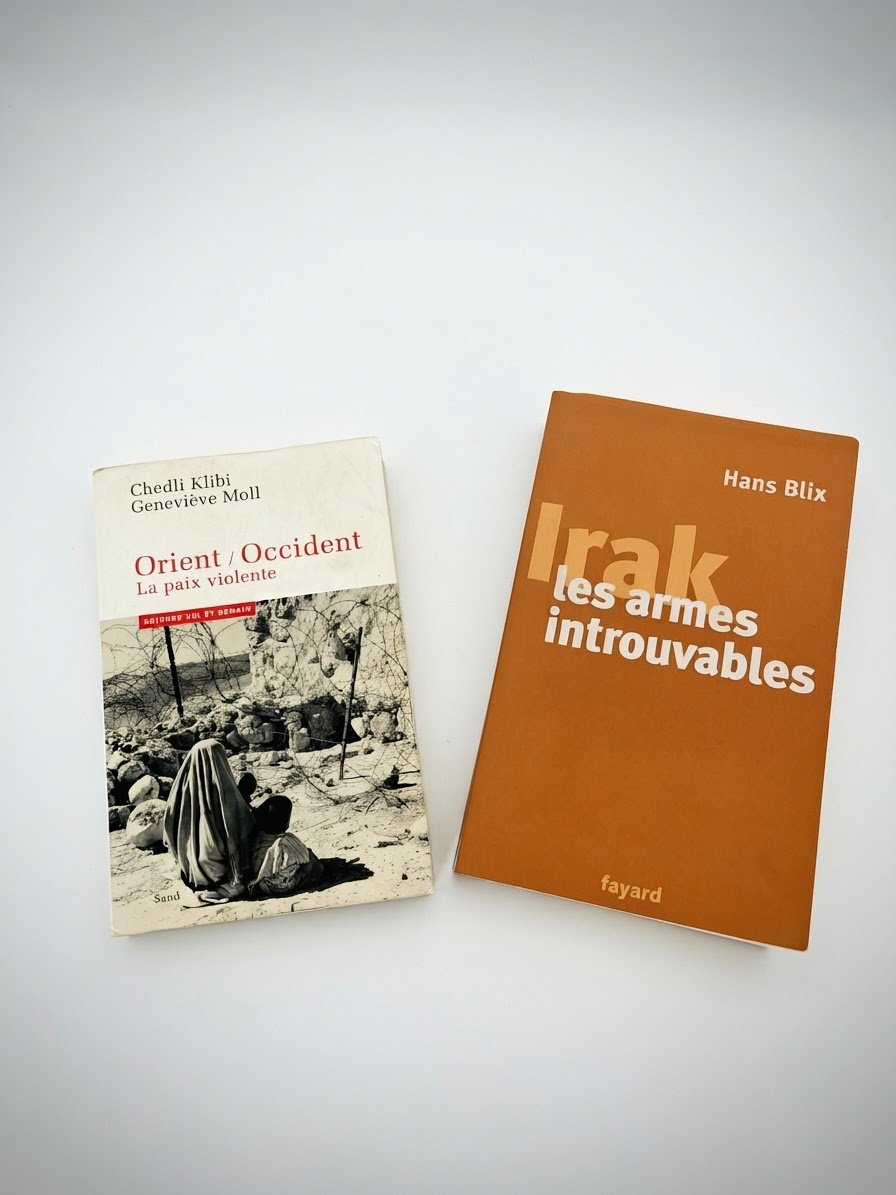 Lot 2 Livres Géopolitique & Histoire : Irak (Hans Blix) + Orient/Occident (Chedli Klibi)   