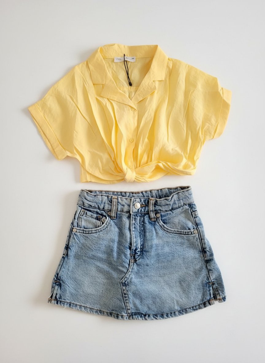 Chemise et jupe short jeans zara
