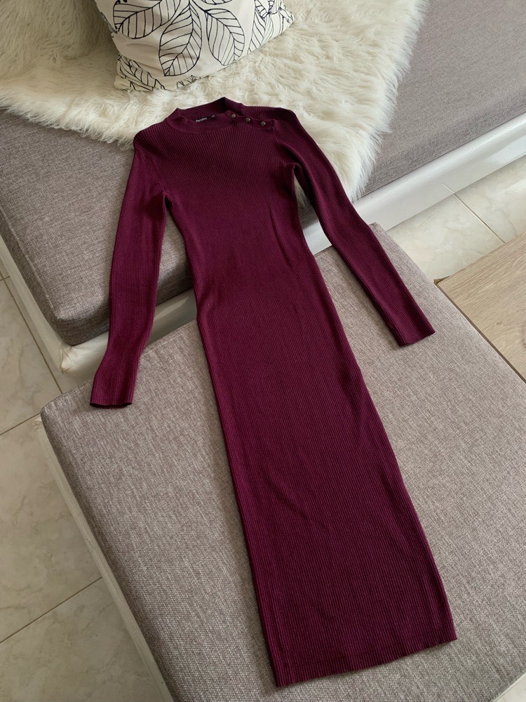 Burgundy Dress Bershka