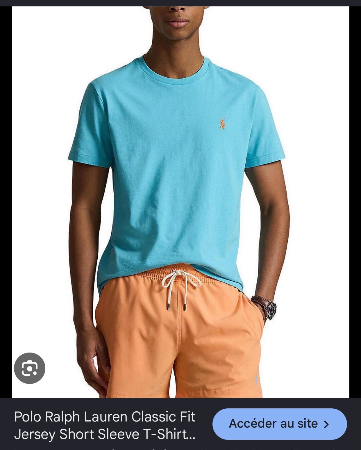 Tehirt coton Polo Ralph lauren tuquoise logo jaune S/M