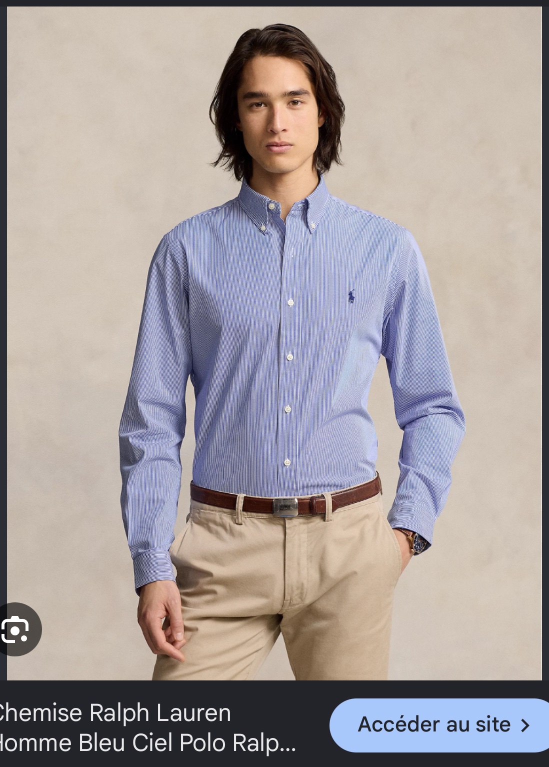 Chemise Polo Ralph Lauren bleu a logo bleu S/M 