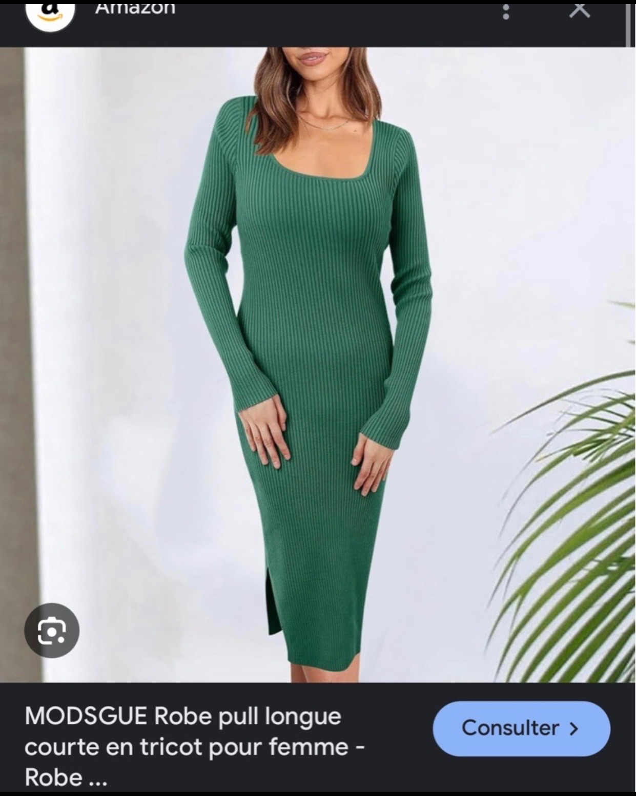 Robe cotele midi verte avec fente M/L