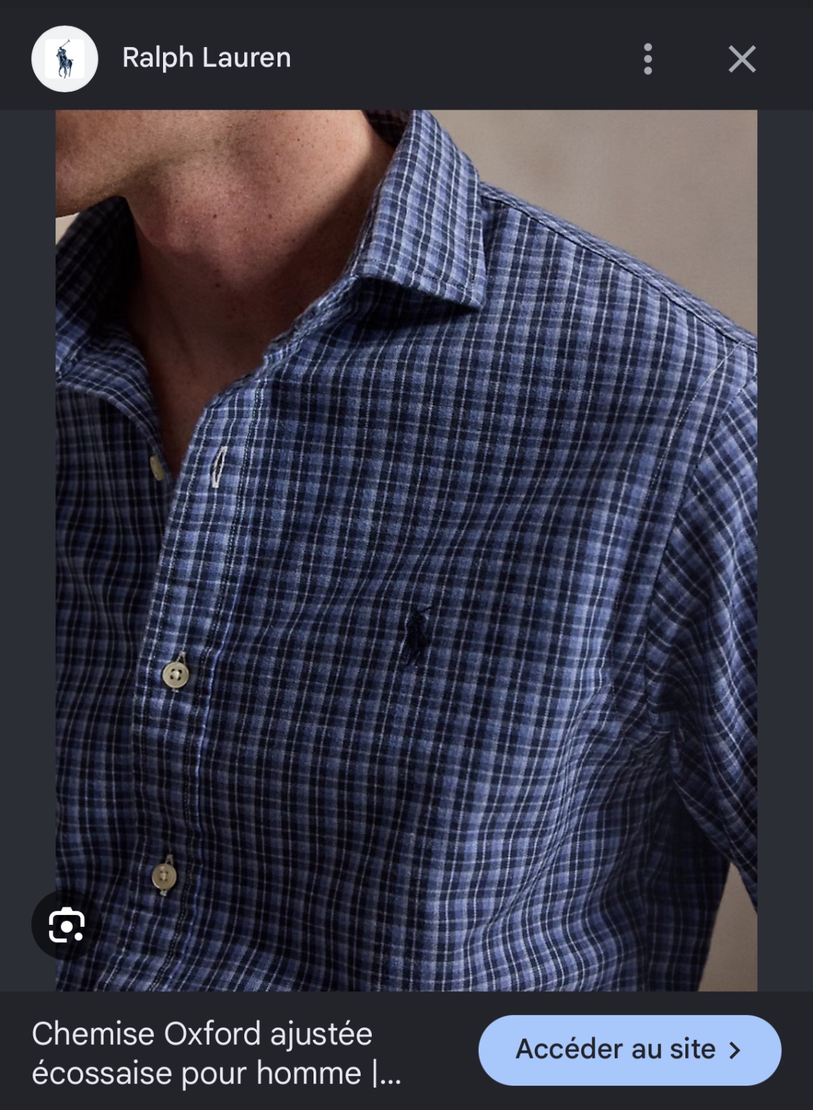 Chemise Homme Polo Ralph Lauren gris logo bleu 42/44