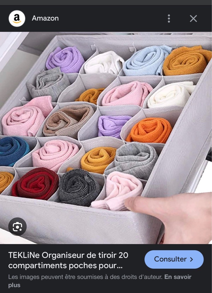Article de rangement chausettes/ sous vetements pliable et pratiques 