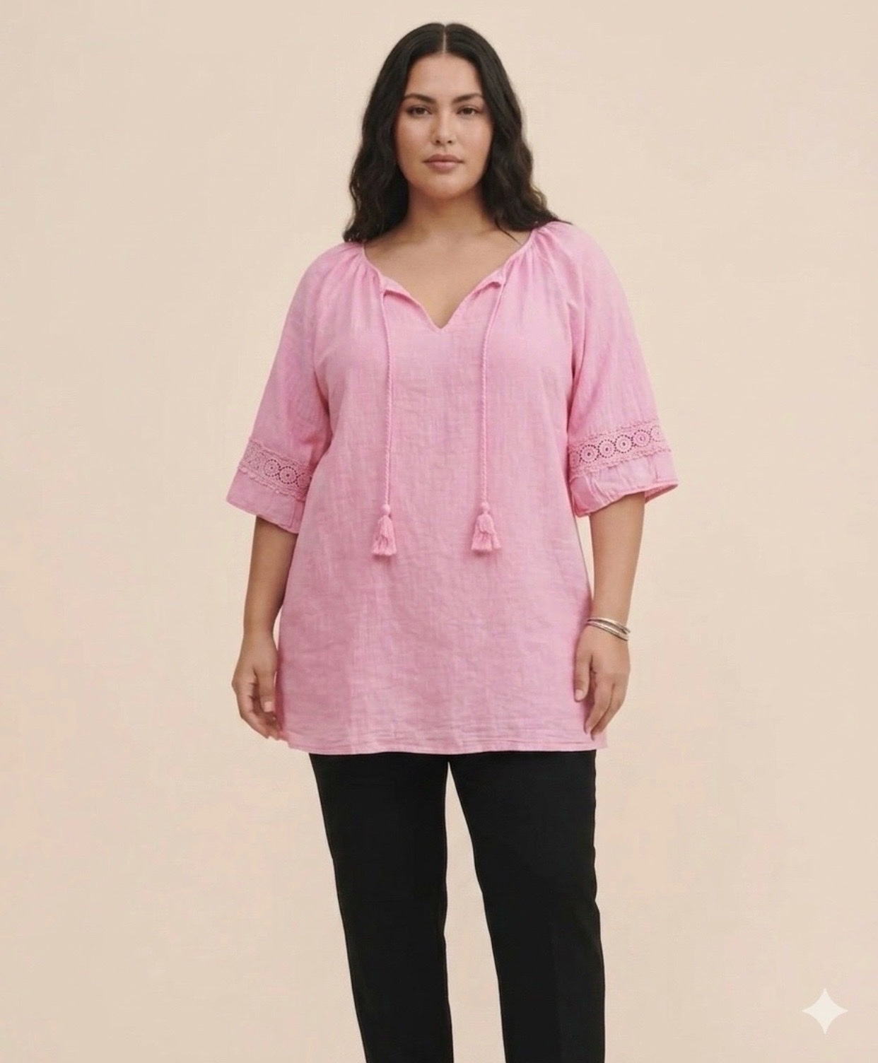 Chemise blouse rose grande taille made in italy 46/48